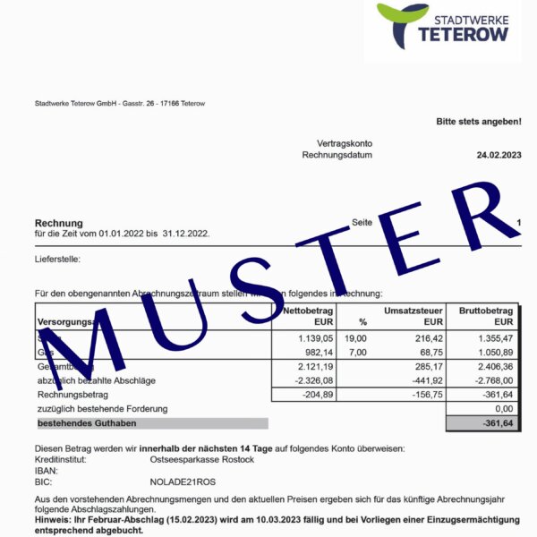 Stadtwerke Teterow Jahresrechnung q